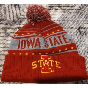 Iowa State Cyclones Top Red Knit Stocking Cap with Pom Pom By Captivating
